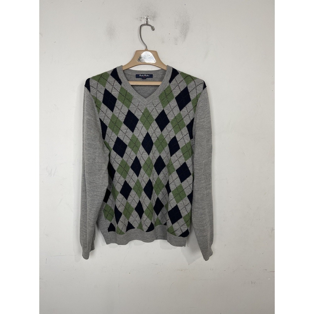 Brooks Brothers‎ Mens Sweater XL Gray Merino Wool Preppy Golf Old Money Argyle
